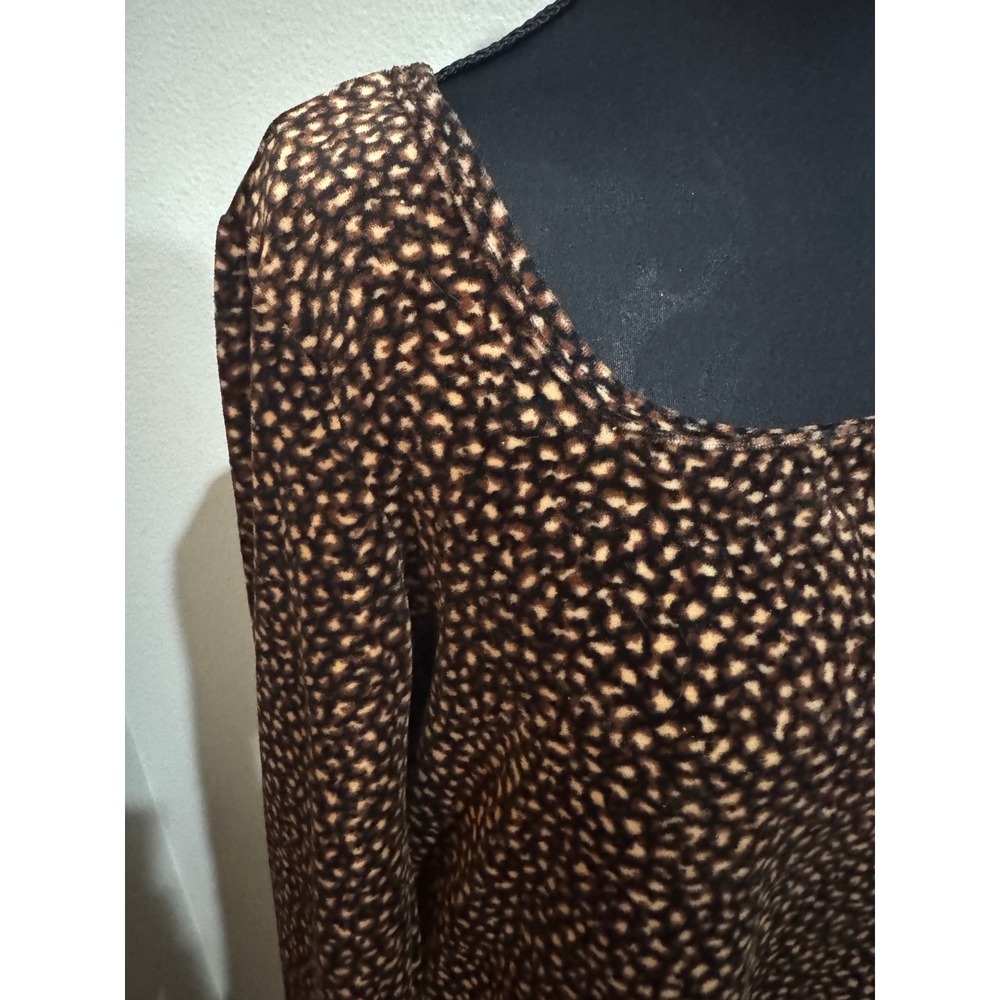 Vintage Dressing Clio Brown Print Long Sleeve Square Neck Dress‎ Medium - Picture 5 of 11